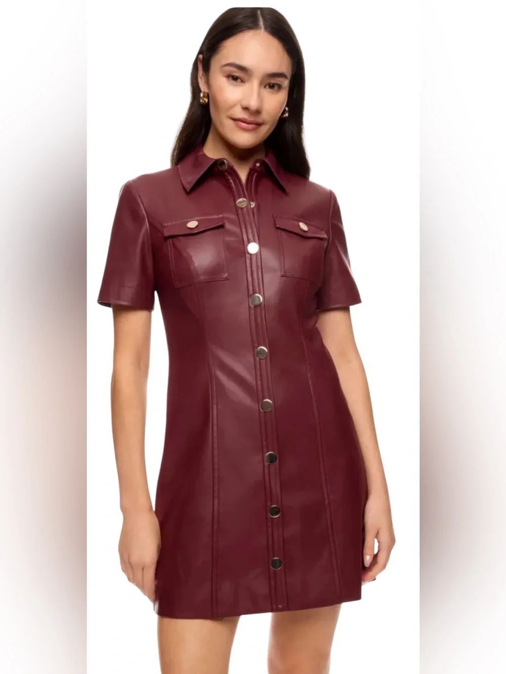 Toccin Faux Leather Short Sleeve Dress Size 0